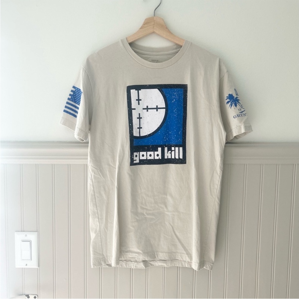 Grunt Style Mens Medium Beige Blue Graphic Tee